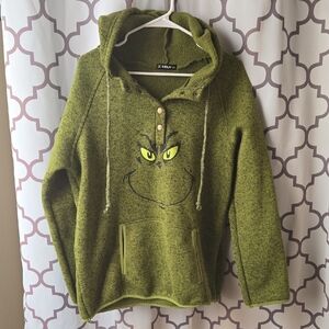 Unbranded Olive Green Grinch Face Hooded Sweatshirt